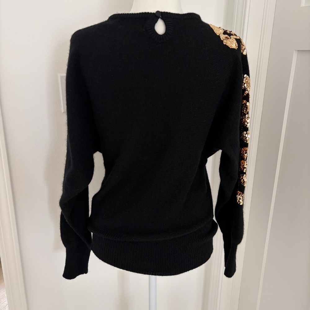 James St John Black Lambswool Angora Sweater Gold Sequin Detail Sz M Vintage*Q10 - Picture 3 of 5